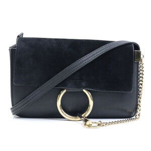 Chloe Faye crossbody shoulder bag leather suede black